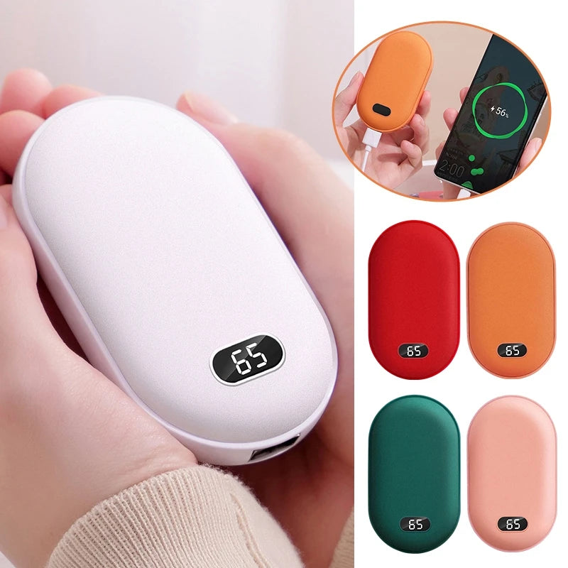 2 in 1 Rechargeable Hand Warmer Portable Power Bank USB Charging Mini Pocket Heater Winter Warm Supplies Electric Warmer Winter