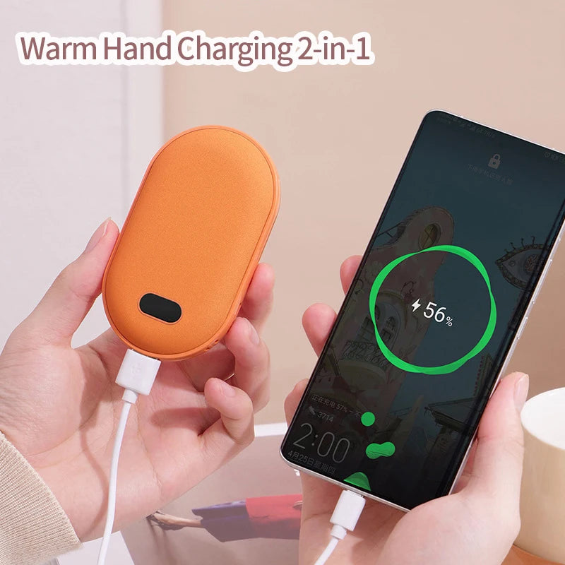 2 in 1 Rechargeable Hand Warmer Portable Power Bank USB Charging Mini Pocket Heater Winter Warm Supplies Electric Warmer Winter