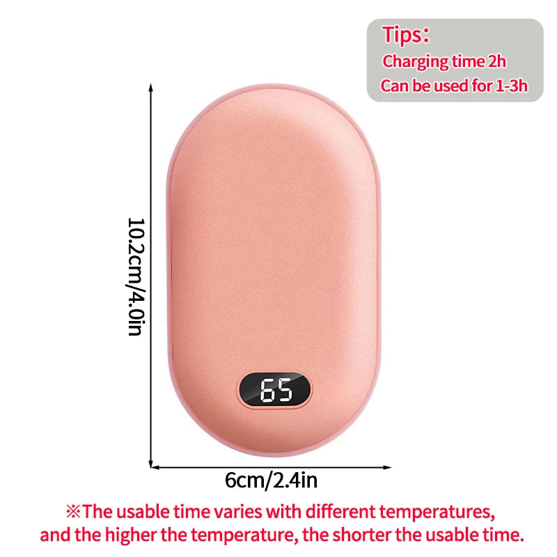 2 in 1 Rechargeable Hand Warmer Portable Power Bank USB Charging Mini Pocket Heater Winter Warm Supplies Electric Warmer Winter