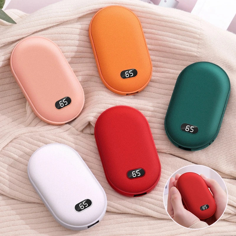 2 in 1 Rechargeable Hand Warmer Portable Power Bank USB Charging Mini Pocket Heater Winter Warm Supplies Electric Warmer Winter