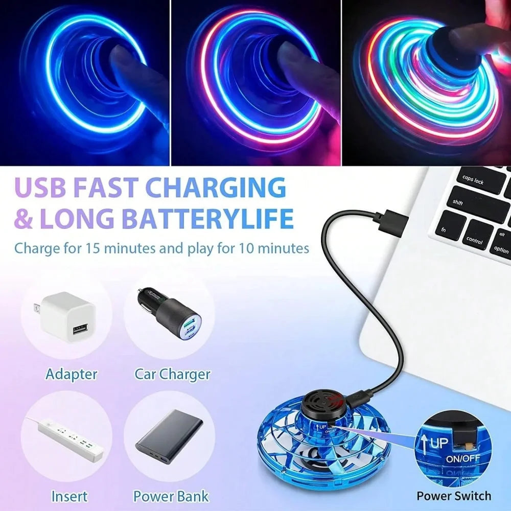 NEW Flying LED Fidget Spinner Fidget Spinning Spinner, Spinning Ball, Light-emitting Floating Aircraft Stress-relieving Wonder